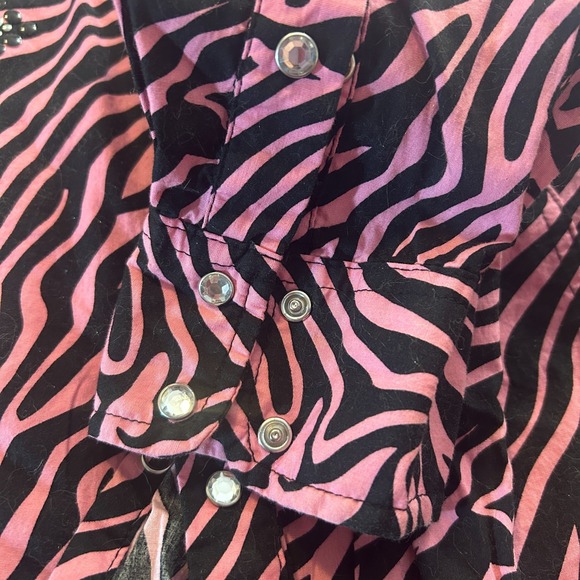 Cowgirl Hardware Women XL Shirt Snap Western Pink Black Rodeo‎ Zebra Bling Cross - Picture 6 of 9